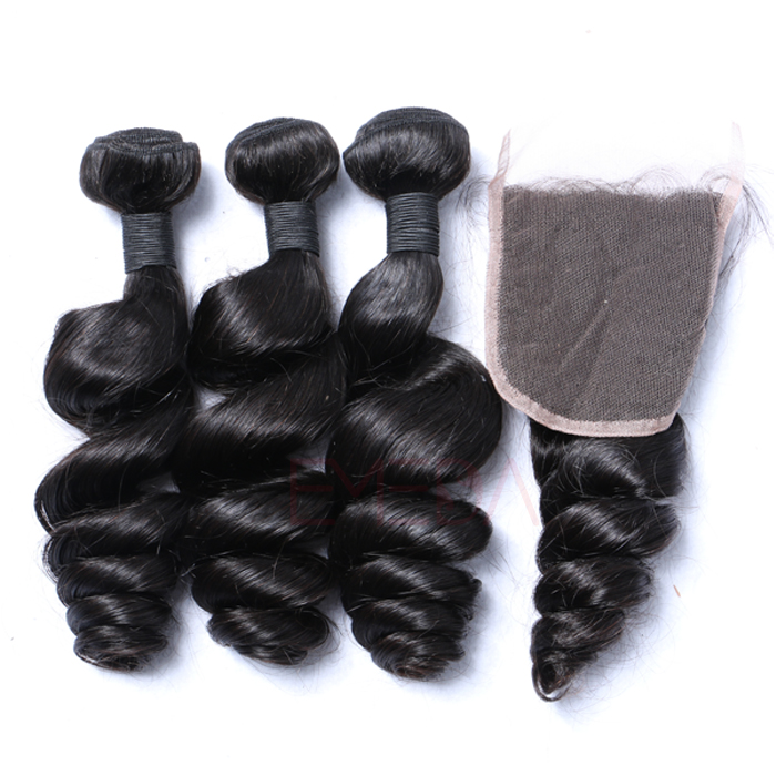 EMEDA Loose Wave Brazilian Hair Weaves Natural Hair Color HW008